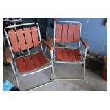 2 Metal/Slate Outdoor Folding Chairs