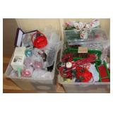 2 Totes with Christmas Items incl Decor