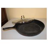 Large Cast Iron Pan 12D & glass lid - extra