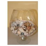 Large Glass Vintage Vase with Sea Shells