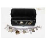 Sterling Bracelet & Some Sterling Charms & More