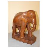 Large Carved Wooden Elephant 15H