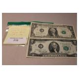 United States $1.00 & $2.00 Paper Notes