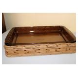 Large Pyrex Roasting Pan in Basket