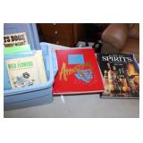Assorted Books incl The sports Book in tote