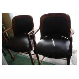 Pair of Leather? & Wood Chairs