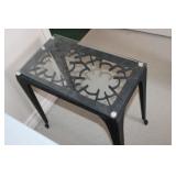 Metal Side Table with Glass Top 8x10x21.5H