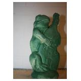 Cement Frog with Cello Garden Ornament 14H