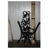 Ornate Cast Iron Bench with Wood for Seat