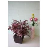 Two Vases with Faux Flowers