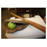 Baseball Glove, Ball & Bat