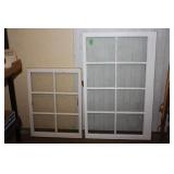 2 Window Frames with Glass, Blue/White