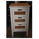 Wood & Rattan 3 Drawer Cabinet 17x 15.5 x 31H