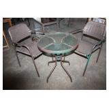 Metal/Glass Table & 2 Chairs Patio Set