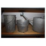 Galvanized Watering Can & 2 Buckets