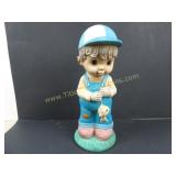 Vintage Plastic Kid with Fish Statue 14"