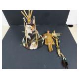 Lot of Native American Items Teepee Lamp, Etc