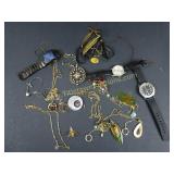Lot of Costume Jewelry and Watches