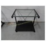 Small Glass Top TV Stand on Wheels  24" x 20" x