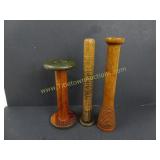 Lot of 3 Vintage Wooden Loom Spinals