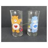 Lot of 2 Pizza Hut Care Bears Collector Glasses