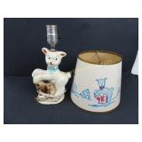 Vintage Child Lamb Lamp and Shade