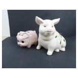 Lot of 2 Porcelain Piggy Banks