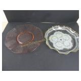Lot of 2 Serving Trays One Depression Glass