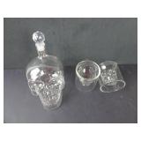 Glass Skull and Glasses Decanter Set