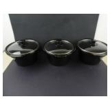 Lot of 3 Crocks With Lids 9" For Slow Cooker
