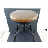 Adjustable Height Wood Seat Bar Stool