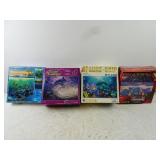 Lot of 4 Ocean Themed Jigsaw Puzzles in Boxes -