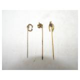 Lot of 3 Antique Gold Filled Victorian Era Stick