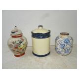 Lot of 3 Vintage Asian Porcelain Jars Cannisters