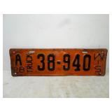 1928 Wisconsin State Truck Metal License Plate