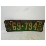 1929 Wisconsin State Truck Metal License Plate