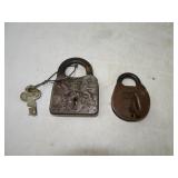 Pair of Antique Metal Padlocks with Keys - Miller