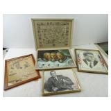 Lot of 5 Historical Art Prints - Moon Landing JFK