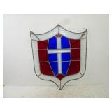 18" Stained Glass Shield Shaped Cross Hanging