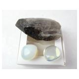 Smokey Quartz Crystal & Polished Moonstone