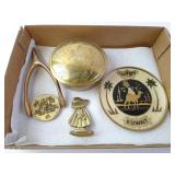 Lot of Vintage Brass Items - Kuwait Plate Golfing