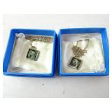 Lot of 2 Sterling Silver Photo Pendants with