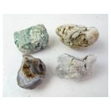Lot of 4 Mineral Specimens - Agate Quartz