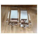 Set of French Style Brass Mirrored Wall Sconces -