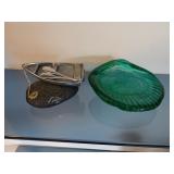 Pewter Boat and Thick Glass Seashell Dï¿½cor