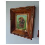 Framed Dachshund Painting - 16x14