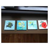 Four Painted Decorative Tiles - 6x6
