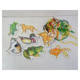 Lot of Childrens Lacing Animal Toys with Lace
