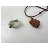 Natural Amber Pendant Necklace & Quartz Prism Pin