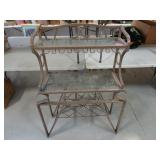 Metal Frame Glass Shelf Wine Bottle & Glass Rack